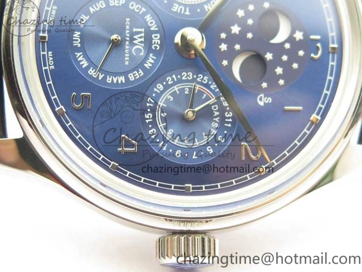 MIROTIME 0523 Portugieser Perpetual Calendar IW503401 V9F 1:1 Best Edition Blue Dial on Black Leather Strap A Contemporary 7114